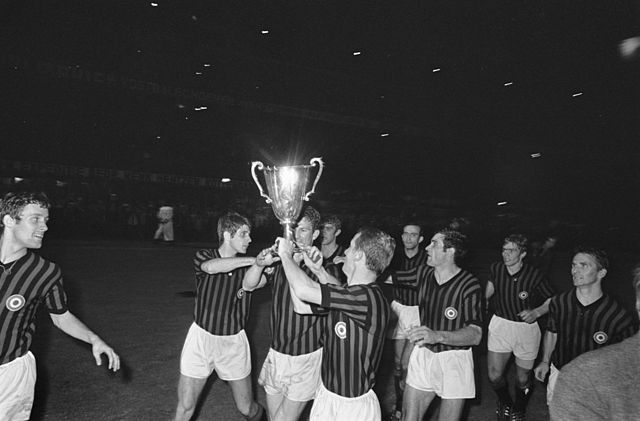 AC Milan celebrating after winning the Eauropean Cup Winners' Cup